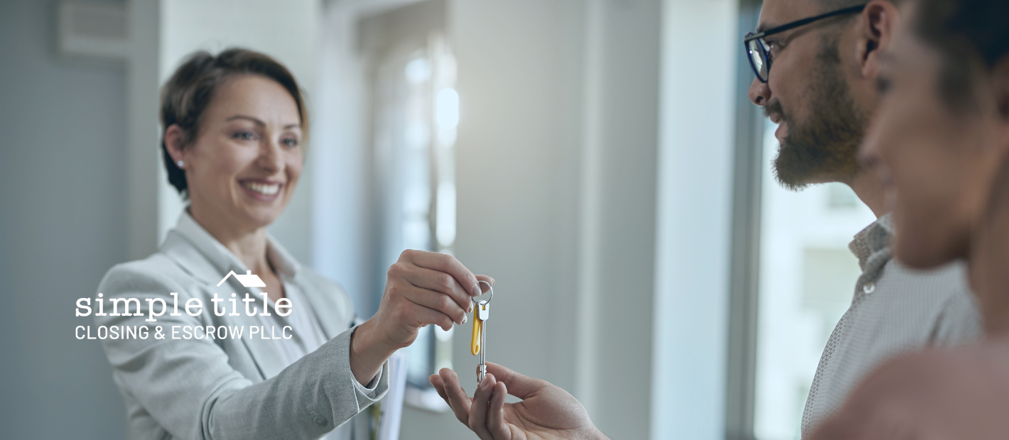 New homeowner opening front door after closing